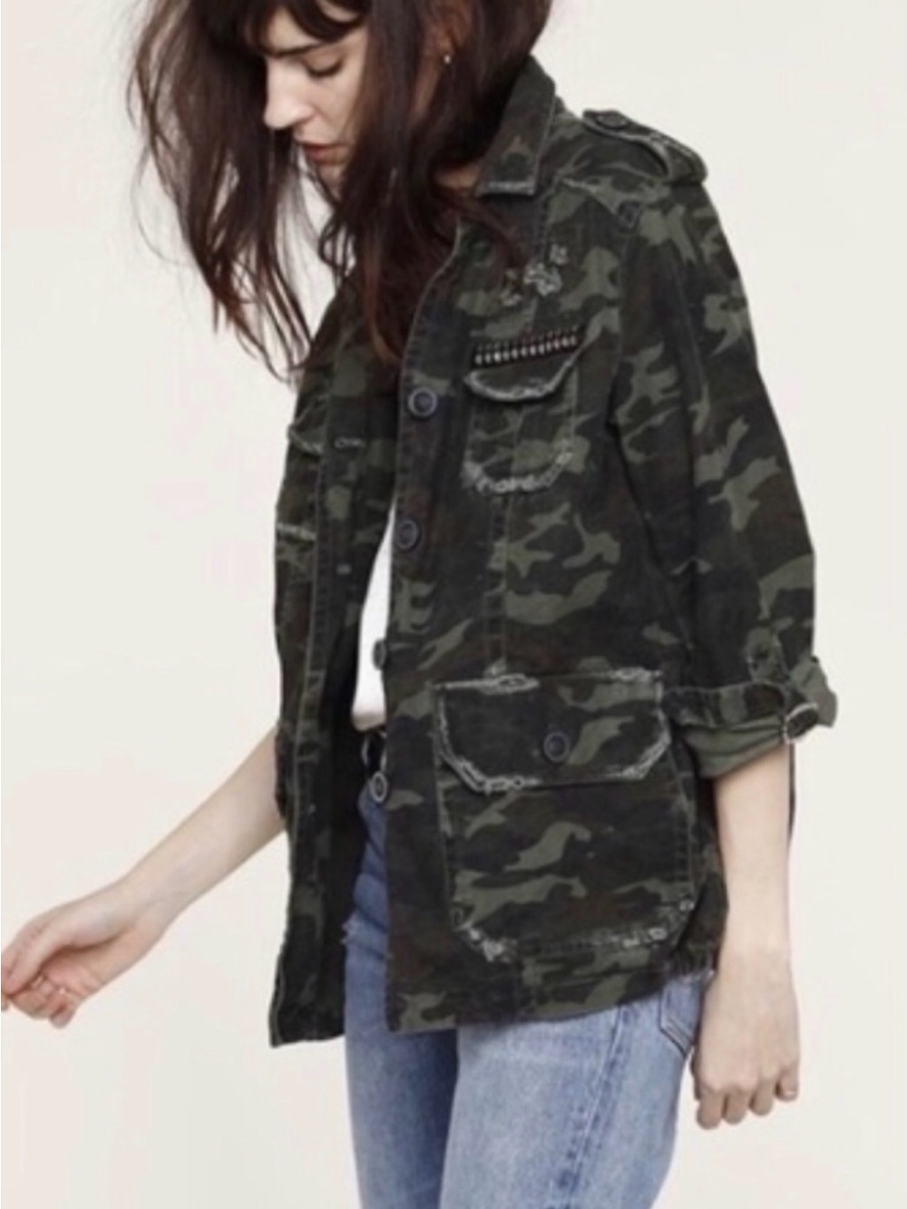 Heartloom Emma Studded Camo Utility Jacket Small
